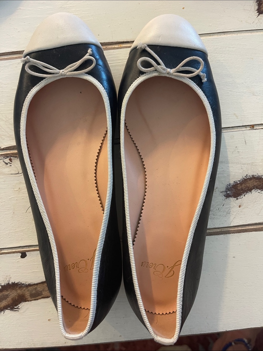 Black and White Cap-Toe Ballet Flats - Women. JCREW